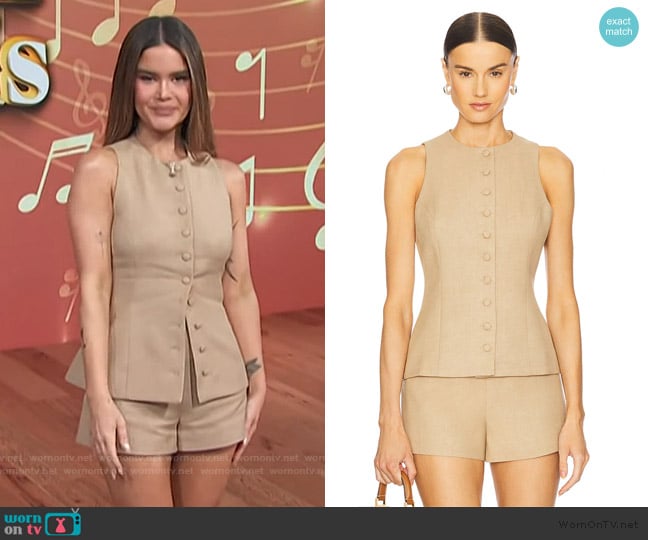 Faithfull the Brand Eveline Vest worn by Maren Morris on Access Hollywood