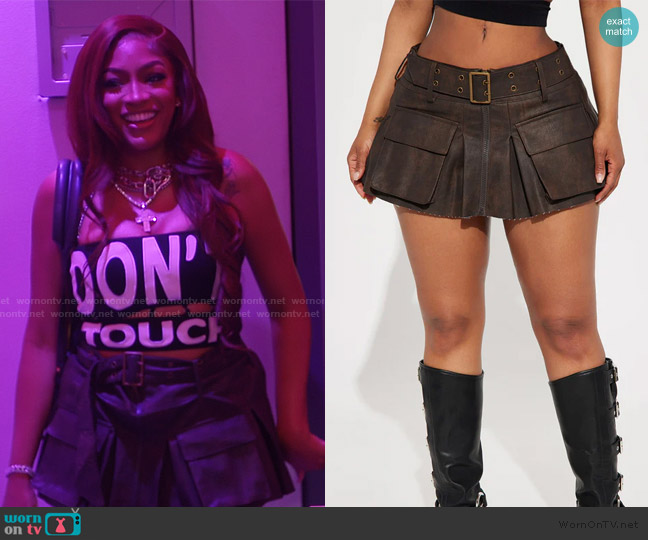 Fashion Nova Night Call Extreme Micro Mini Skirt worn by Drew Sidora on The Real Housewives of Atlanta