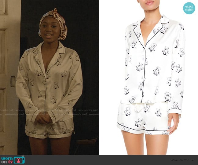 Forever 21 Teddy Bear Shirt & Shorts Pajama Set worn by Amina Simms (Alexis Chikaeze) on All American