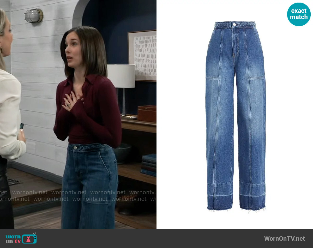 Frame Braided Waistband Jeans worn by Willow Tait (Katelyn MacMullen) on General Hospital