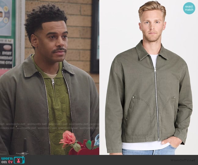 Frame Garment Washed Trucker Jacket worn by Tariq (Zack Fox) on Abbott Elementary
