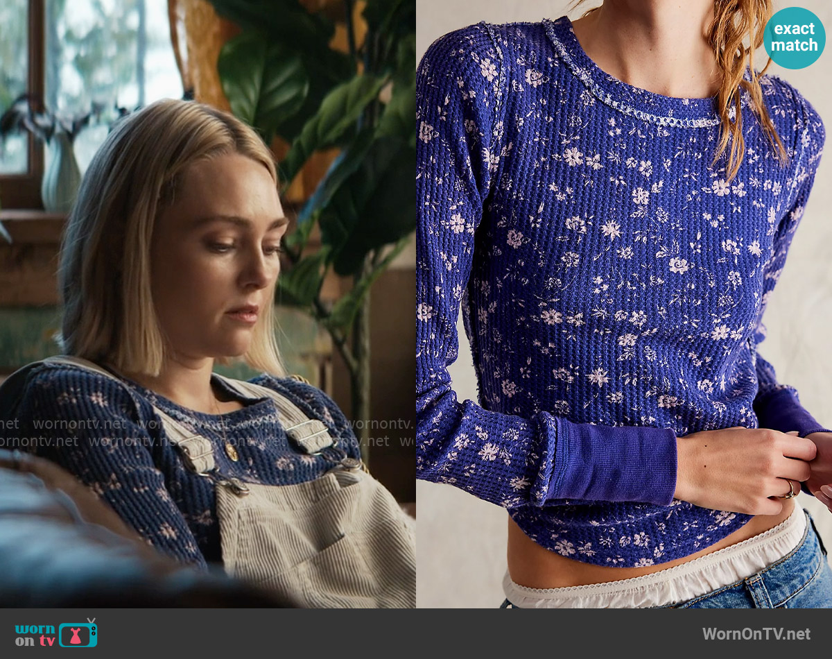 Free People Pretty Little Thermal in Navy Combo worn by Alice (AnnaSophia Robb) on Grosse Pointe Garden Society