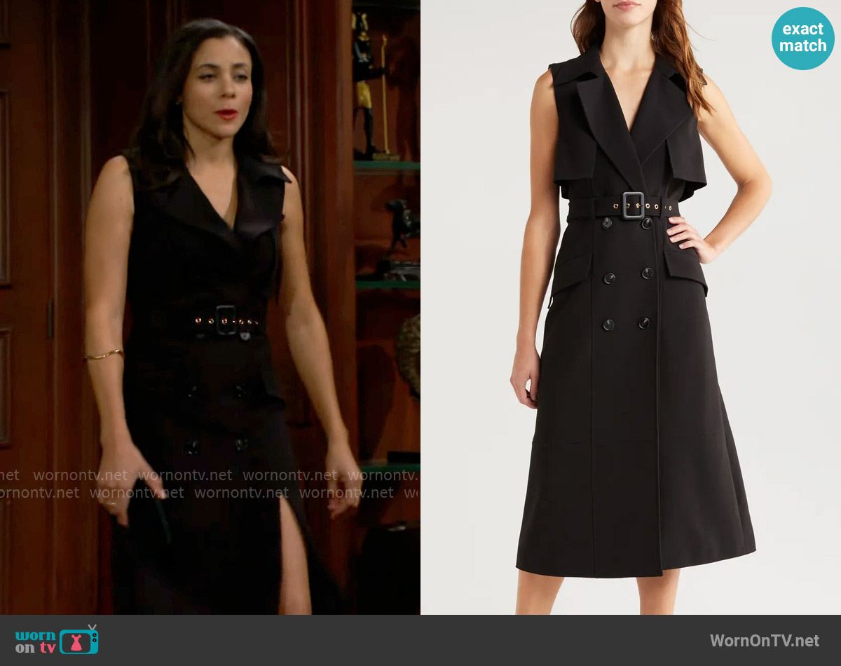 French Connection Azra Sleeveless Trench Coat Dress worn by Daphne Rose (Murielle Hilaire) on The Bold and the Beautiful