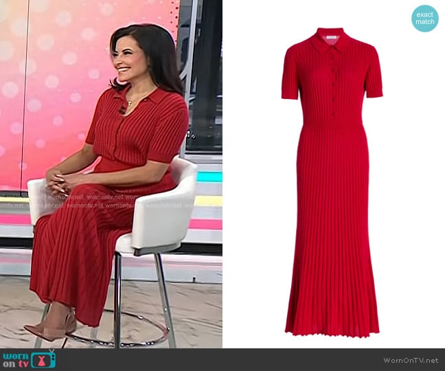 Gabriela Hearst Amor Knit Midi Dress in Scarlet Red Cashmere Silk worn by Dina Powell McCormick on Today