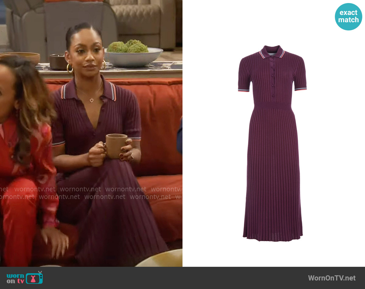 Gabriela Hearst Eyot Knit Maxi Dress in Italian Plum worn by Nina (Tetona Jackson) on Poppas House