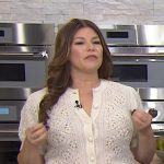 Gail Simmons’ white crochet knit cardigan on Today