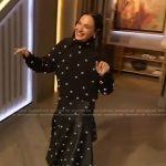 Gal Gadot’s black metallic detail sweater and skirt on The Drew Barrymore Show