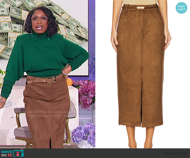 Generation Love Medina Belted Faux Suede Skirt worn by Jennifer Hudson on The Jennifer Hudson Show