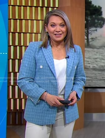 Ginger’s blue plaid blazer on Good Morning America