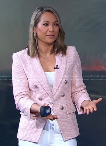 Ginger’s pink textured blazer on Good Morning America