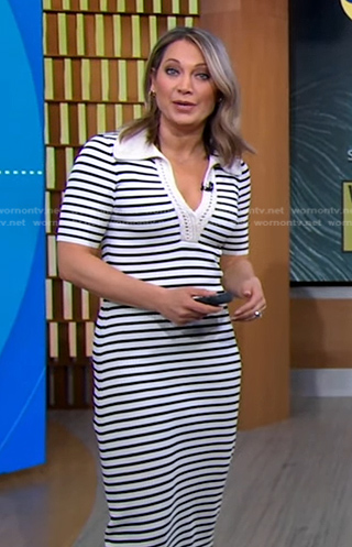 Ginger’s striped crochet trim dress on Good Morning America