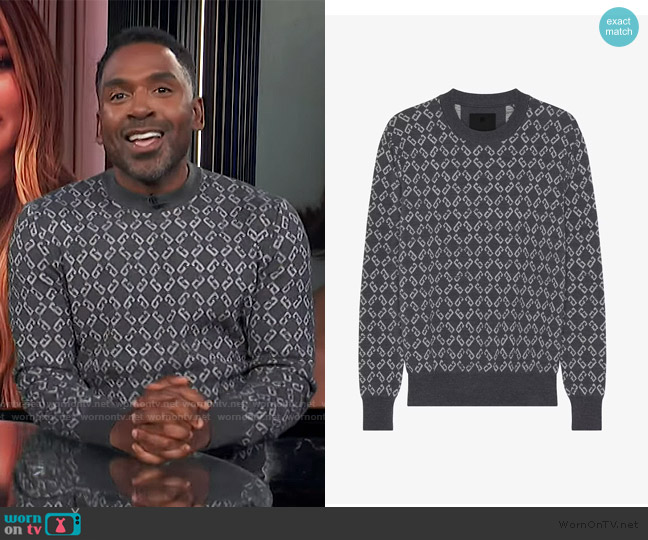 Givenchy Allover Monogram Sweater worn by Justin Sylvester on E! News
