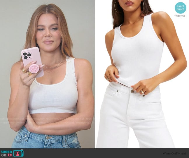 Good American Fitted Rib Scoop Neck Tank worn by Khloe Kardashian (Khloe Kardashian) on The Kardashians
