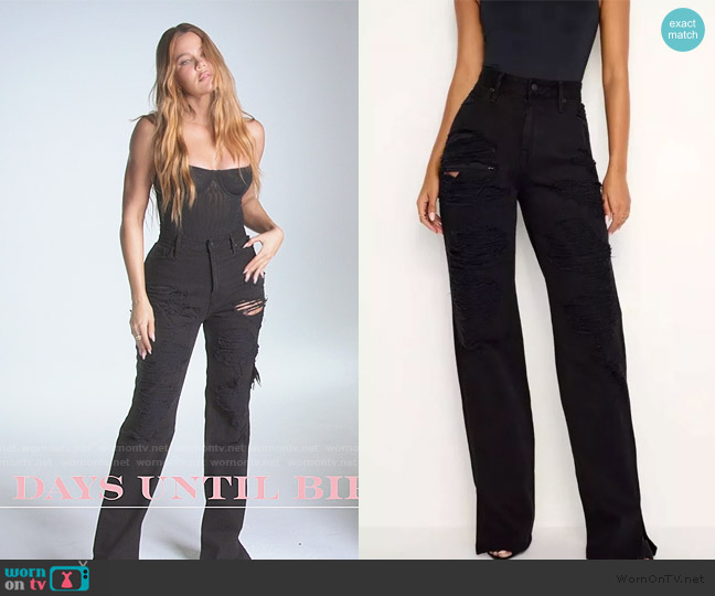 Good American Black Shredded Jeans worn by Khloe Kardashian (Khloe Kardashian) on The Kardashians