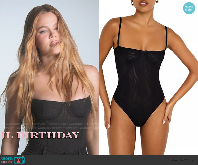 Good American Corset Demi Mesh Bodysuit worn by Khloe Kardashian (Khloe Kardashian) on The Kardashians