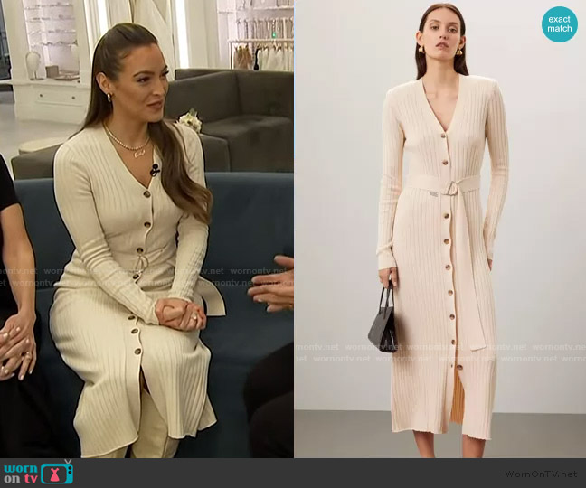 Great Jones Knit Midi Dress in Cream worn by Emily Orozco on Access Hollywood