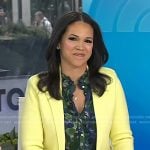 Laura’s green print top and yellow knit blazer on Today