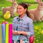 Gretta’s floral print top and skirt and denim jacket on The View