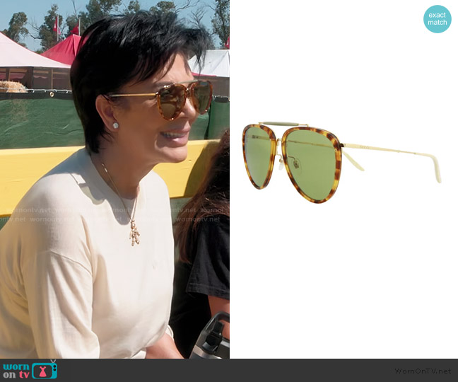 Gucci 58mm Aviator Sunglasses worn by Kris Jenner (Kris Jenner) on The Kardashians