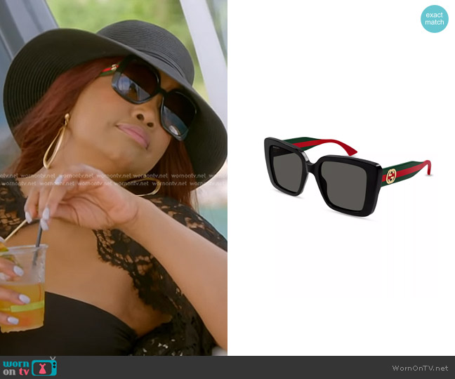 Gucci Pop Web 53MM Square Sunglasses worn by Garcelle Beauvais on The Real Housewives of Beverly Hills