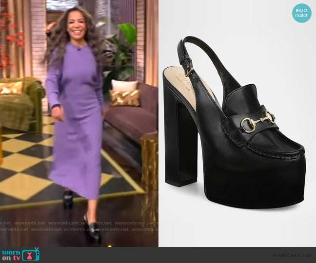 Gucci Ottavia Leather Platform Loafer Pumps worn by Sunny Hostin on The View