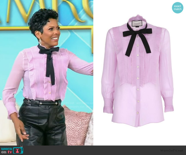 Gucci Sheer Pleated Blouse worn by Tamron Hall on Tamron Hall Show