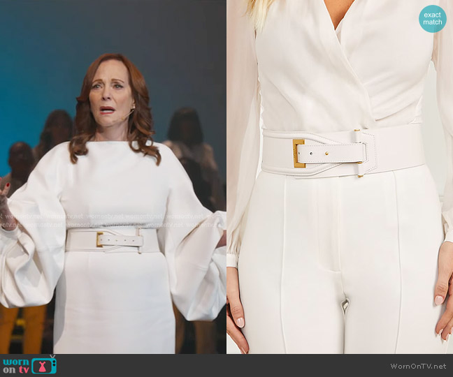 Guess Wide Leather Belt in White