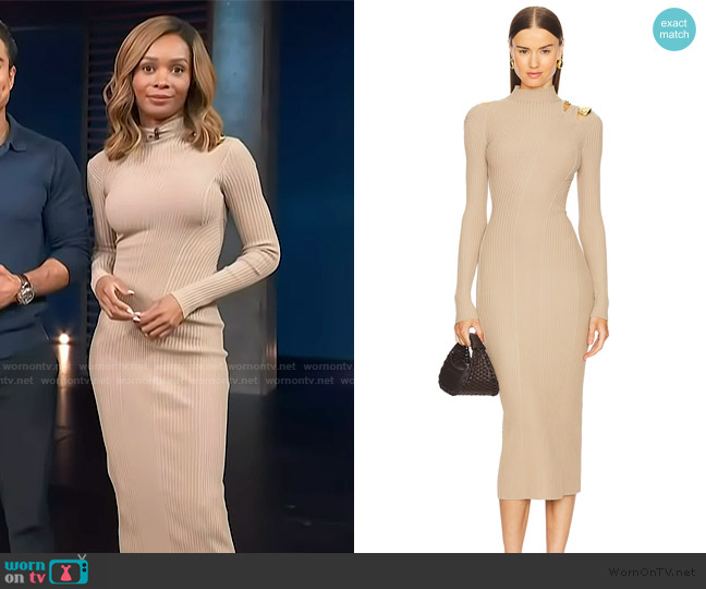 Cult Gaia Alyssa Cold Shoulder Dress worn by Zuri Hall on Access Hollywood