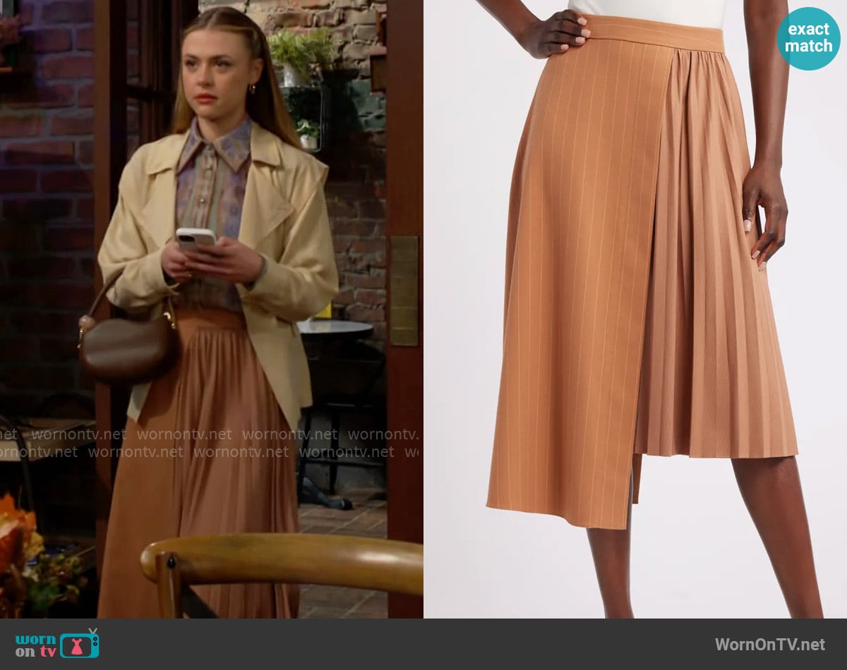 Nordstrom x Harlem's Fashion Row House of Aama Dandy Pleated Skirt worn by Claire Grace (Hayley Erin) on The Young and the Restless