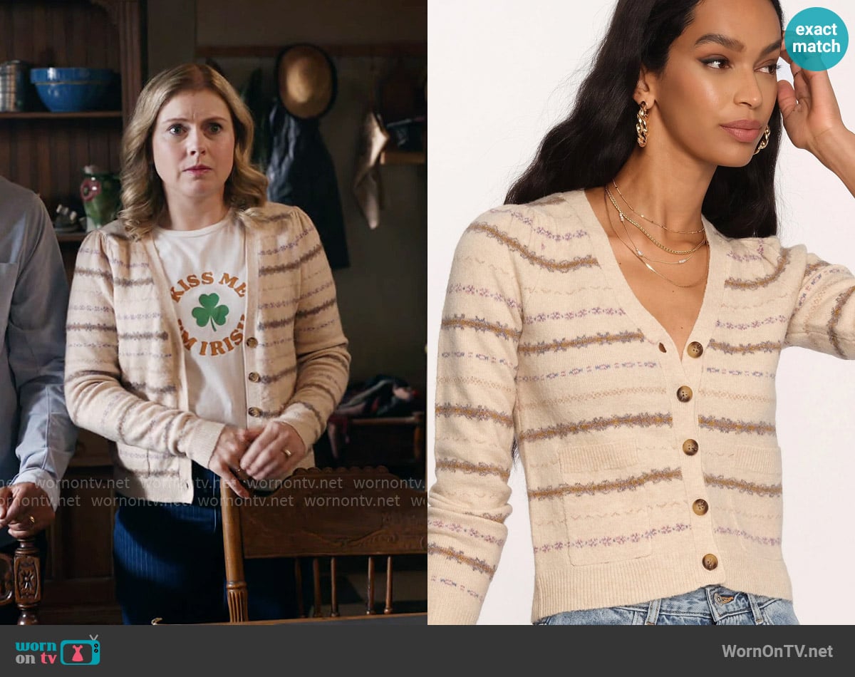 Heartloom Colby Cardi worn by Sam (Rose McIver) on Ghosts