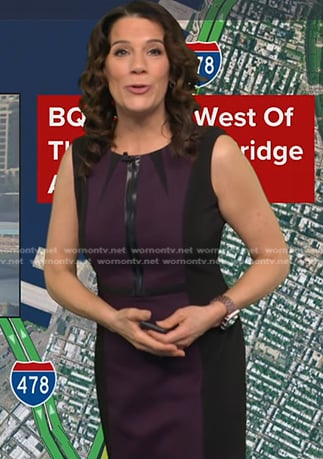 Heather’s black and purple colorblock dress on Good Morning America