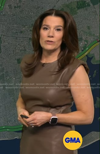 Heather’s brown leather dress on Good Morning America