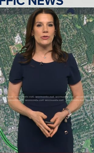 Heather’s navy button detail sheath dress on Good Morning America