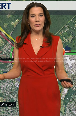 Heather’s red sleeveless blazer dress on Good Morning America