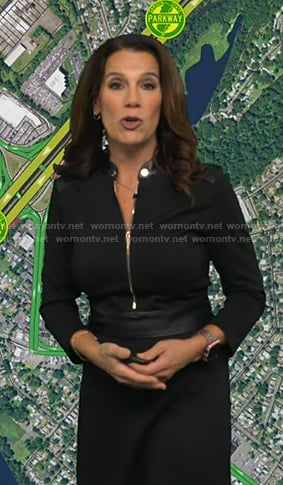 Heather’s black zip front dress on Good Morning America