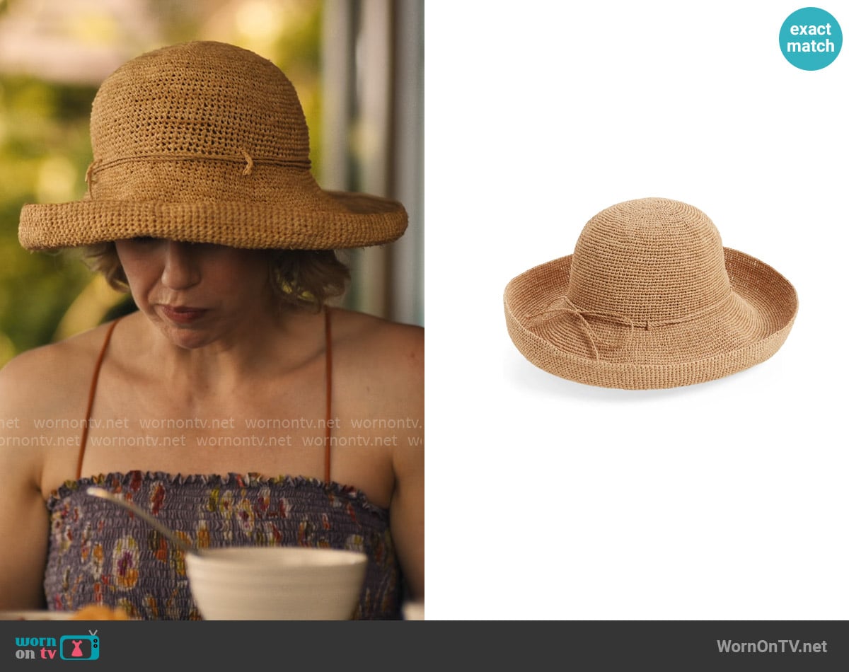 Helen Kaminski Provence 12 Packable Raffia Hat worn by Laurie (Carrie Coon) on The White Lotus