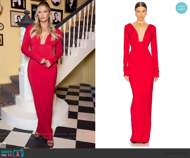 Helsa Jersey Deep V Maxi Dress worn by Molly O’Connell on Southern Charm