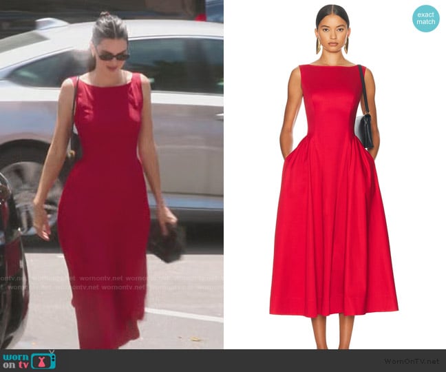 Helsa Stretch Cotton Sateen Midi Dress worn by Kendall Jenner (Kendall Jenner) on The Kardashians