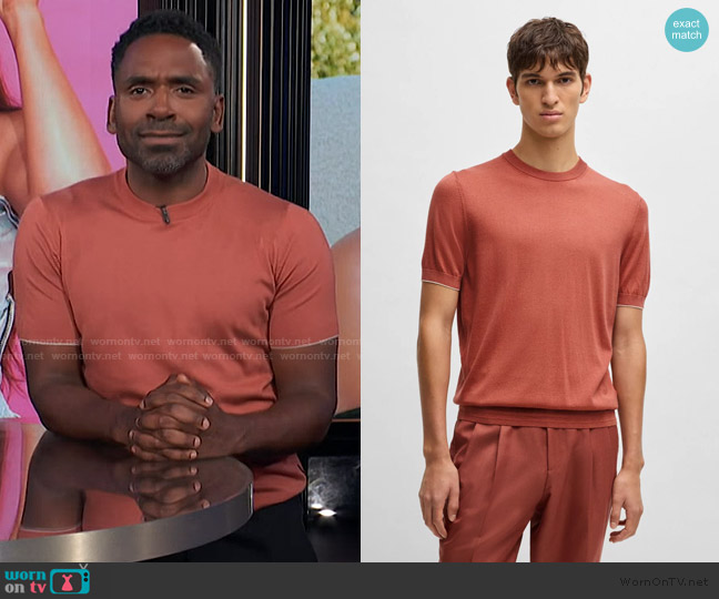 Hugo Boss Regular Fit Knit T-Shirt worn by Justin Sylvester on E! News