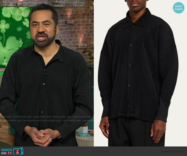 Homme Plisse Issey Miyake Pleated Snap-Front Overshirt worn by Kal Penn on The Kelly Clarkson Show