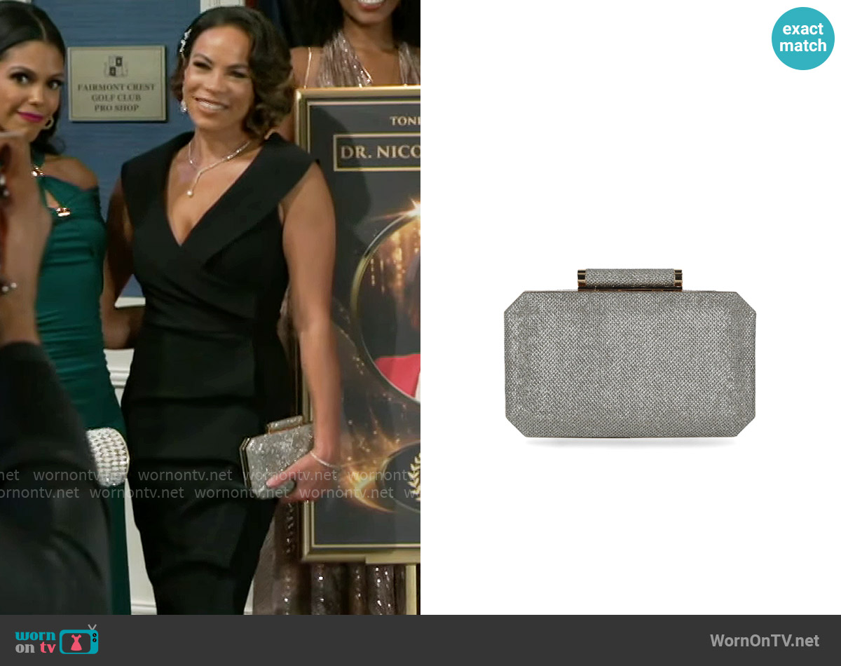 INC International Concepts Lindsayy XX Lurex Clutch worn by Nicole Dupree Richardson (Daphnee Duplaix) on Beyond the Gates
