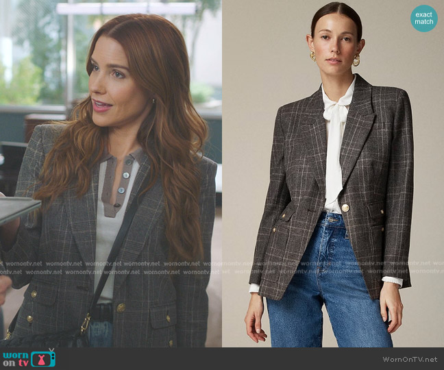 J. Crew Vivienne Blazer in plaid Italian wool blend worn by Cass Beckman (Sophia Bush) on Greys Anatomy
