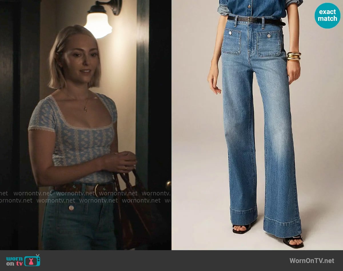 J. Crew High-rise sailor denim trouser in 1996 semi-stretch worn by Alice (AnnaSophia Robb) on Grosse Pointe Garden Society
