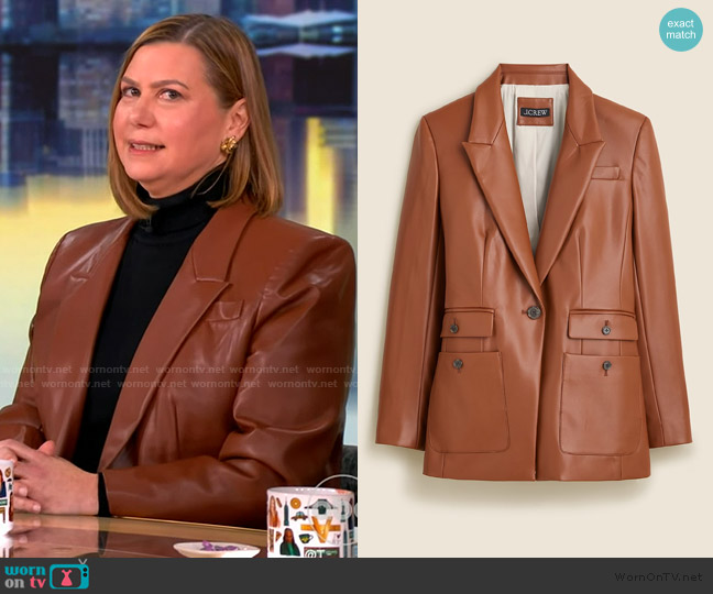 J. Crew Vivienne blazer in faux leather worn by Elissa Slotkin on The View