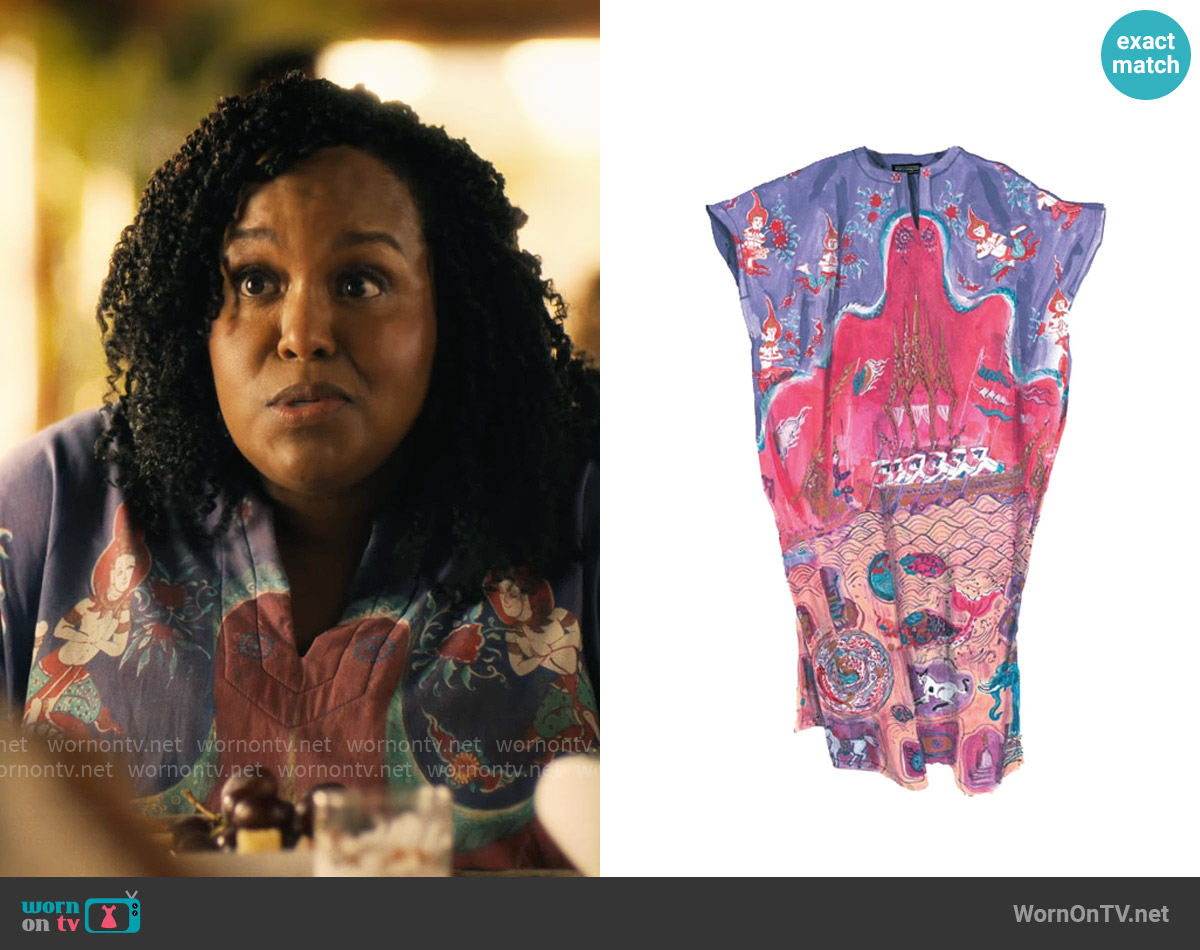 J. Peterman Vintage Thai Kaftan worn by Belinda Lindsey (Natasha Rothwell) on The White Lotus