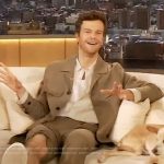 Jack Quaid’s khaki jacket and pants on The Drew Barrymore Show