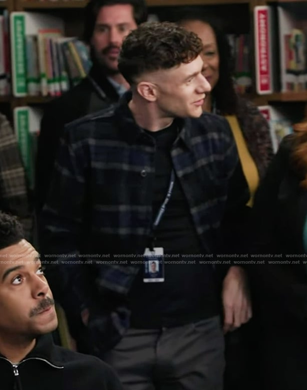 Jacob’s check print shirt on Abbott Elementary