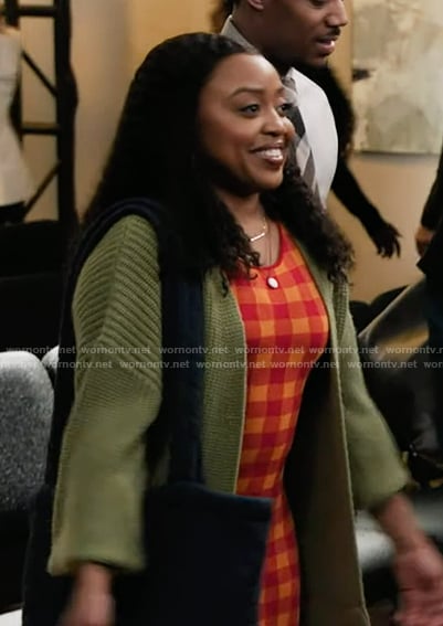 Janine’s check print dress on Abbott Elementary