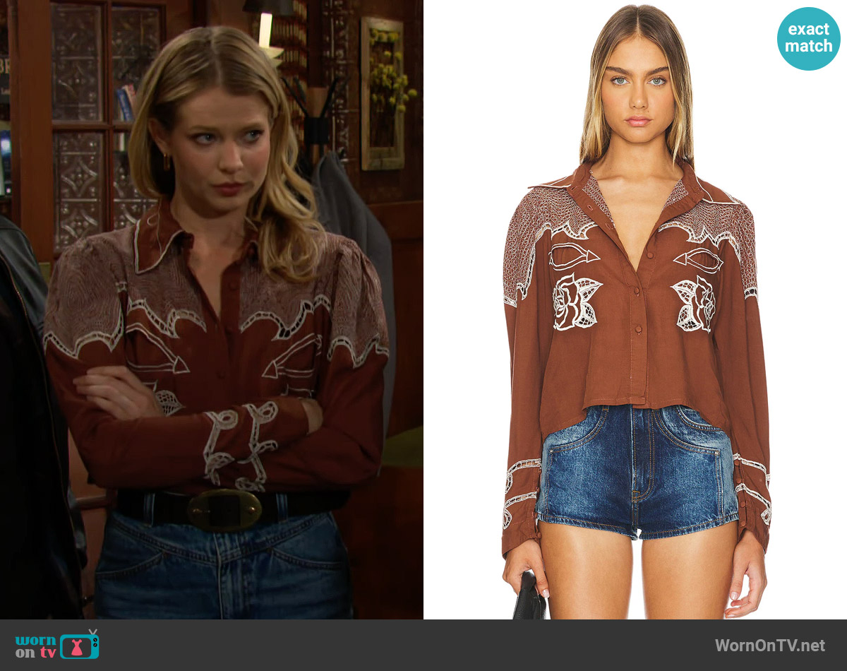Jens Pirate Booty Jolene Button Down worn by Summer Newman (Allison Lanier) on The Young and the Restless