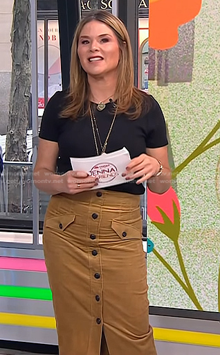 Jenna’s beige button front corduroy skirt on Today